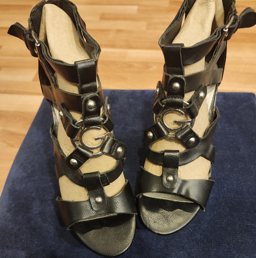 G by Guess Dodge Platform Wedge Sandals Black Size 6.5